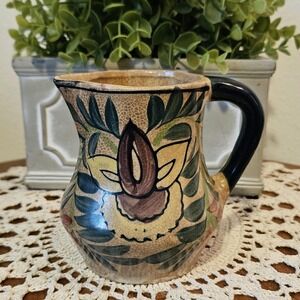 Vintage pottery folk art mug‎ | creamer